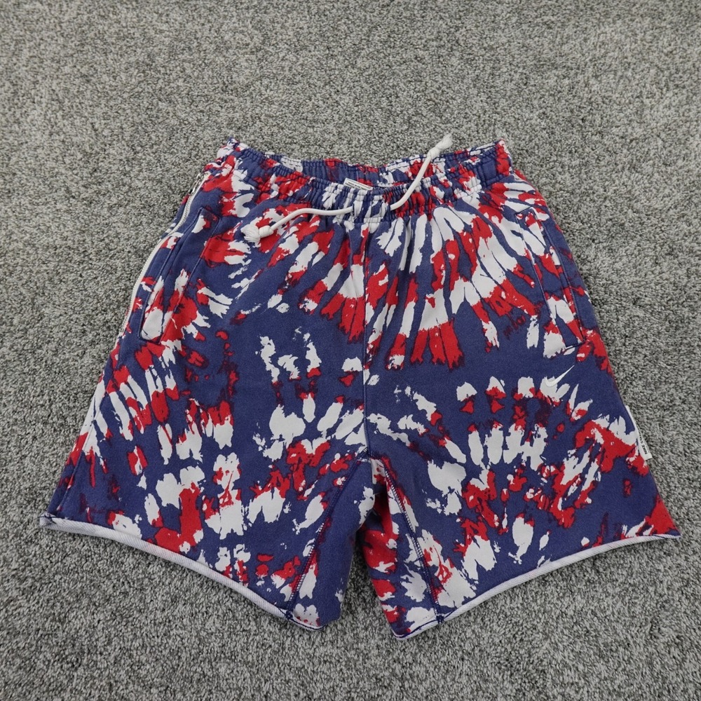 Nike Shorts Mens S Red White Blue Tie Dye Throwback Drifit Drawstring‎ Sweat Gym